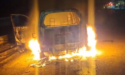 Car catches fire near Perungalathur on GST road; four escape unharmed