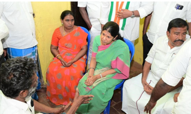 Kanimozhi assures justice for honour killing victim‘s family in Thoothukudi