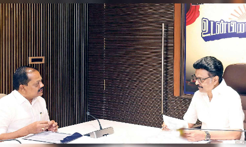 CM Stalin back to party work, checks pillars on ground