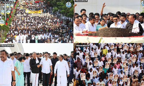 TN CM Stalin leads silent march on Karunanidhis death anniversary