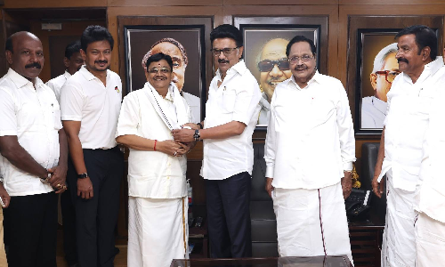Former AIADMK MP Maitreyan joins DMK