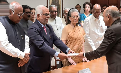 B Sudarshan Reddy files nomination for VP polls