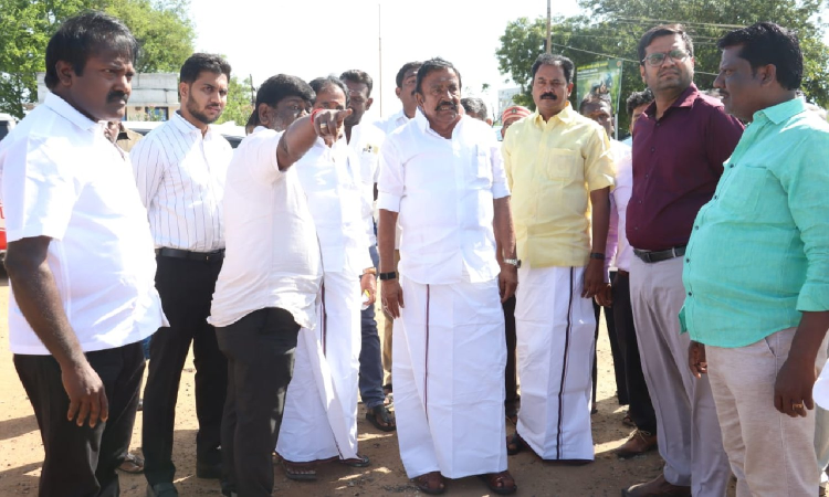 Min Nehru inspects Panjapur-Woraiyur link road phase 3 works