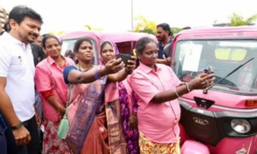 Deputy CM Udhayanidhi hands over 100 pink autos to women