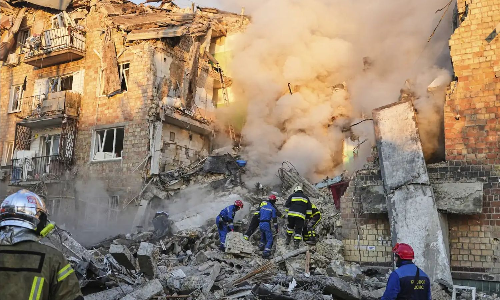 Major Russian attack includes rare strikes on centre of Kyiv, killing at least 21