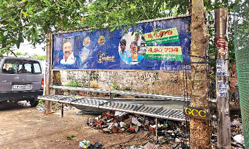 Weeks after relocation, bus shelter, footpath dismantled to accommodate petrol bunk in Perambur Weeks after relocation, bus shelter, footpath dismantled to accommodate petrol bunk in Perambur