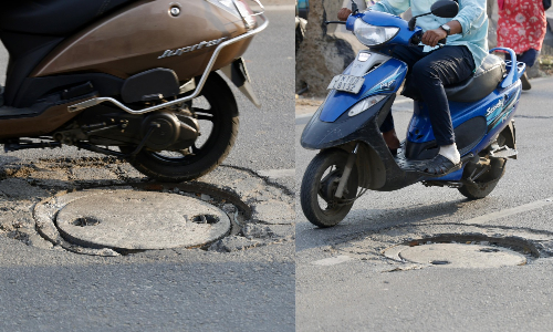 Chennai Citizen Connect | Sunken manhole on PH Road near Shenoy Nagar poses risk to motorists Chennai Citizen Connect | Sunken manhole on PH Road near Shenoy Nagar poses risk to motorists