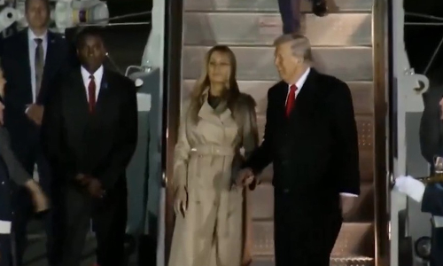 US President Trump, First Lady Melania arrive at Winfield House in London