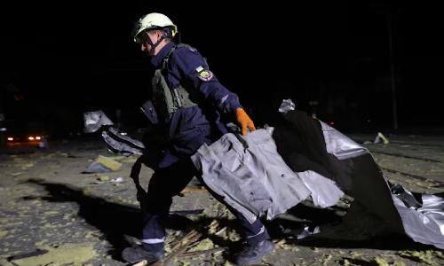 Large Russian drone, missile attack on Kyiv kills 2, wounds at least 10