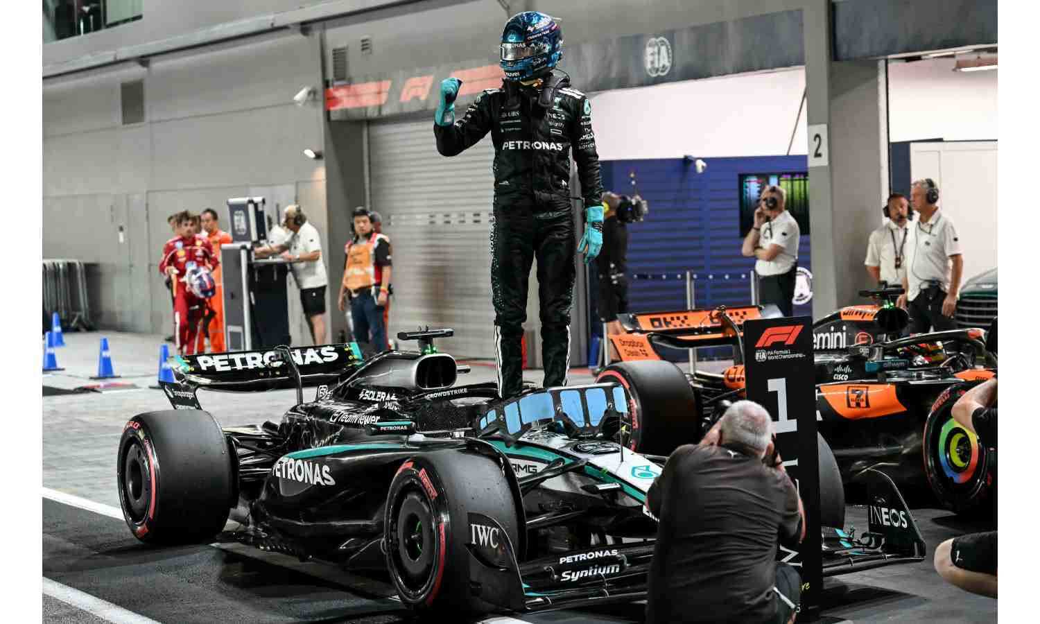 Russell takes surprise Singapore pole over Verstappen