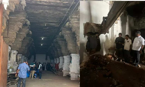 Kanyakumari: HRCE dept removes encroachments from Kanniyambalam mandapam