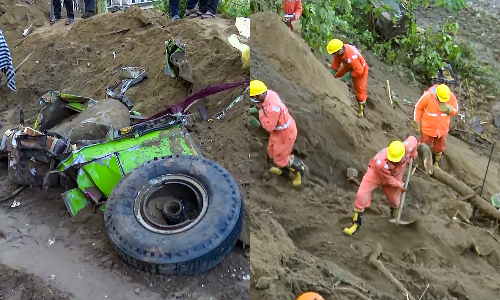Bilaspur landslide: Death toll rises to 16 as rescue teams push through debris of buried bus