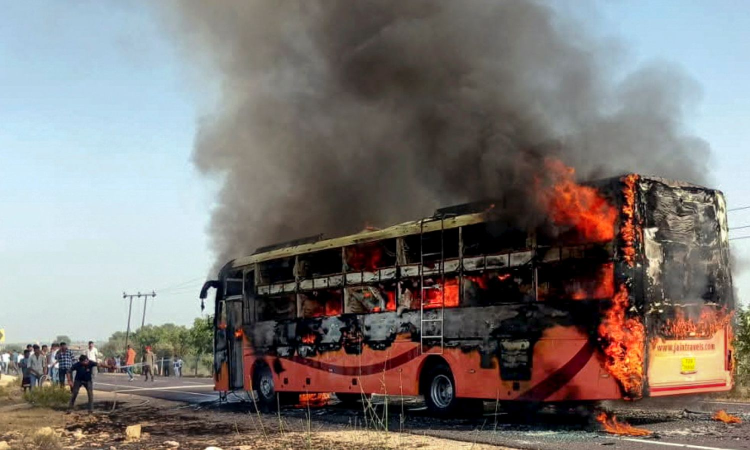 Jaisalmer bus tragedy: Two Chittogarh DTO officers suspended as toll climbs to 21