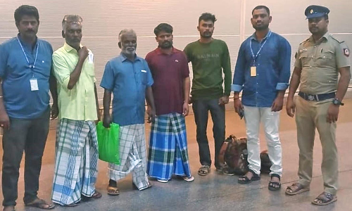 4 fishermen freed by Sri Lankan Coast Guard reach Chennai