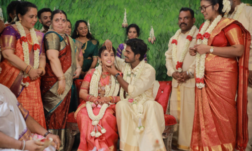 Tourist Family director Abhishan Jeevinth weds girlfriend Akila in grand ceremony Tourist Family director Abhishan Jeevinth weds girlfriend Akila in grand ceremony