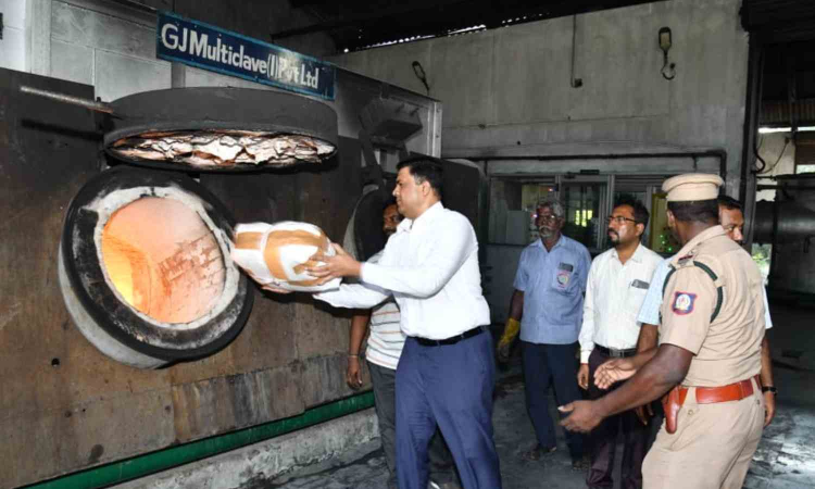 Chennai police destroy 1,023 kg of ganja