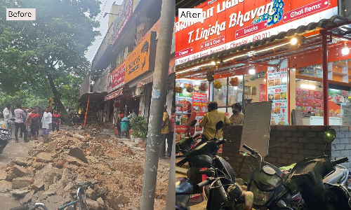 DT Next Impact: Wall razed on pavement in Perambur High Road