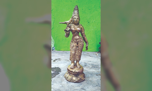 100-yr-old Meenakshi Amman idol unearthed in Thanjavur