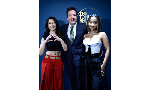 Nora Fatehi poses with Jimmy Fallon as she makes her debut on ‘The Tonight Show’ Nora Fatehi poses with Jimmy Fallon as she makes her debut on ‘The Tonight Show’