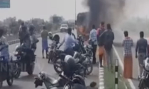 Driver saves 20 students as school van catches fire in Madurai Driver saves 20 students as school van catches fire in Madurai