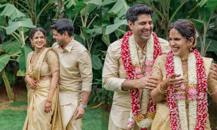 Actress Samyuktha Shanmughanathan weds cricketer Aniruda Srikkanth