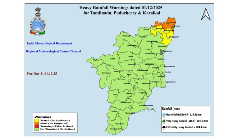 Ditwah nears Chennai coast, expected to weaken shortly