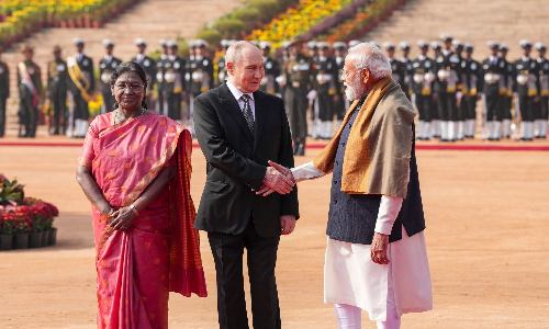 President Putin accorded ceremonial welcome at Rashtrapati Bhavan
