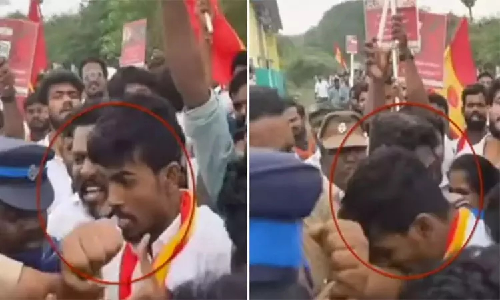 TVK functionary held for biting cop during Dharmapuri protest TVK functionary held for biting cop during Dharmapuri protest