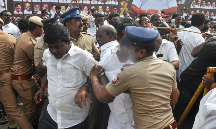 Several AIADMK workers injured in stampede-like situation outside venue in Vanagaram Several AIADMK workers injured in stampede-like situation outside venue in Vanagaram