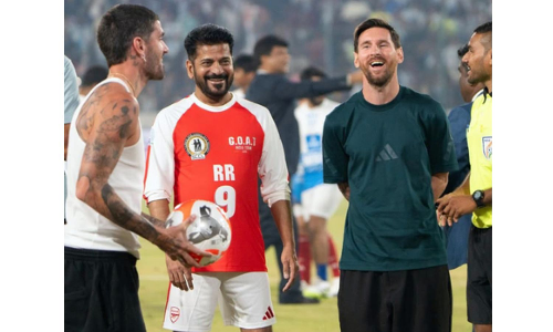 Telangana CM thanks Messi for enthralling fans in Hyderabad, congratulates security personnel Telangana CM thanks Messi for enthralling fans in Hyderabad, congratulates security personnel
