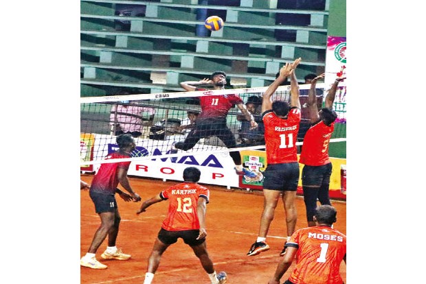 IOB defeats Customs in 4 sets in ‘A’ Division volleyball tourney