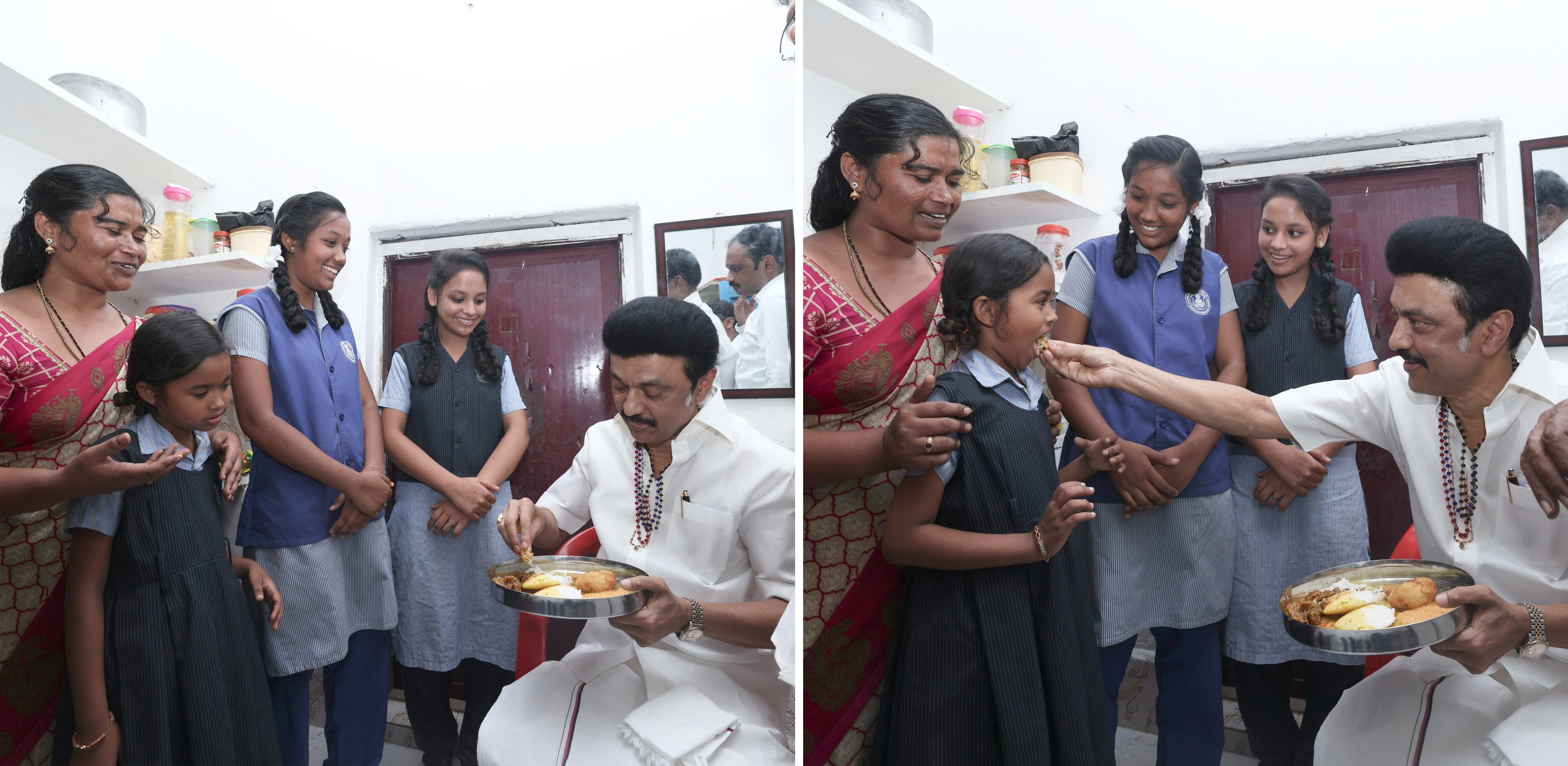Stalin visits Narikuravar tribal students house, eats breakfasts