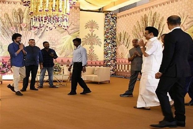 Actor Vijay meets Stalin at wedding reception in Chennai