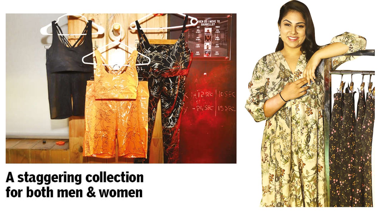 Floral designs in ethnic colours at this popup of athleisure wear