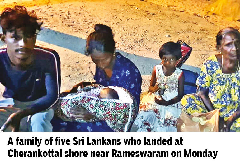 Family of 5 Lankan refugees land near Rameswaram Family of 5 Lankan refugees land near Rameswaram