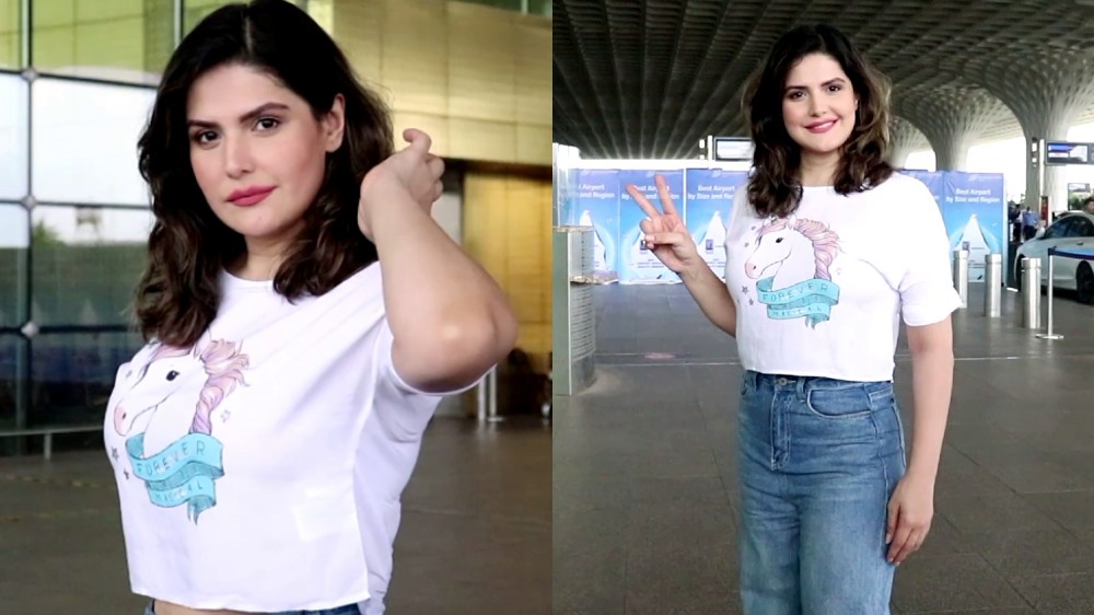 Zareen Khan grabs eyeballs with her funky-casual airport look