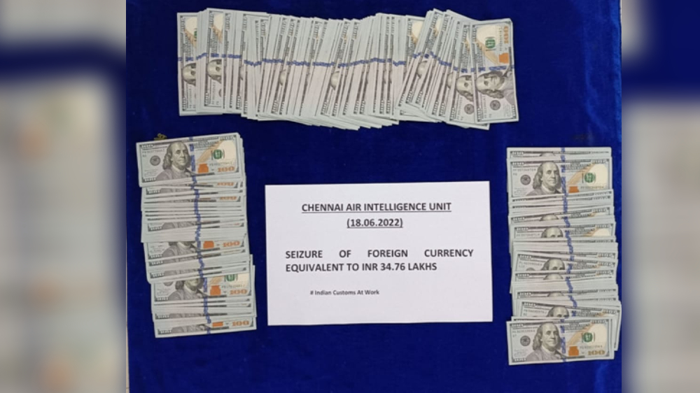 Foreign currency worth Rs 34.76 lakh seized at Chennai airport