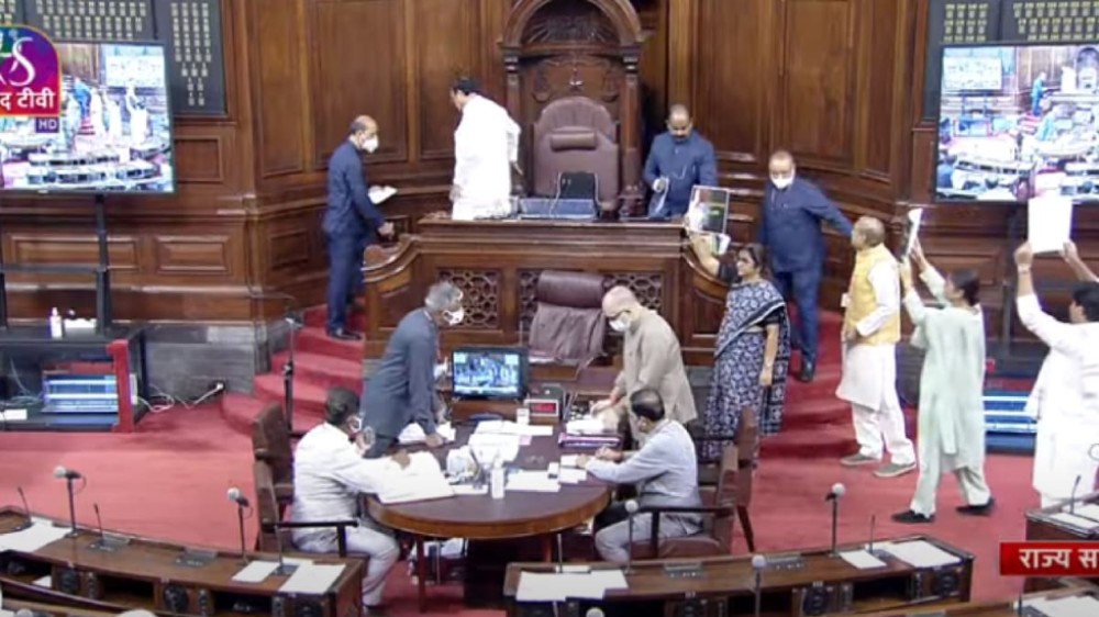 Rajya Sabha proceedings adjourned twice in pre-lunch period