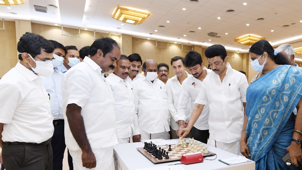 Stalin inspects preparations for Chess Olympiad in Mahabalipuram