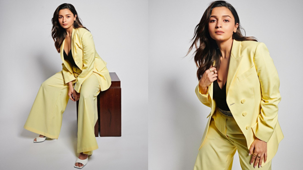 Alia oozes charm in yellow pantsuit; see photos