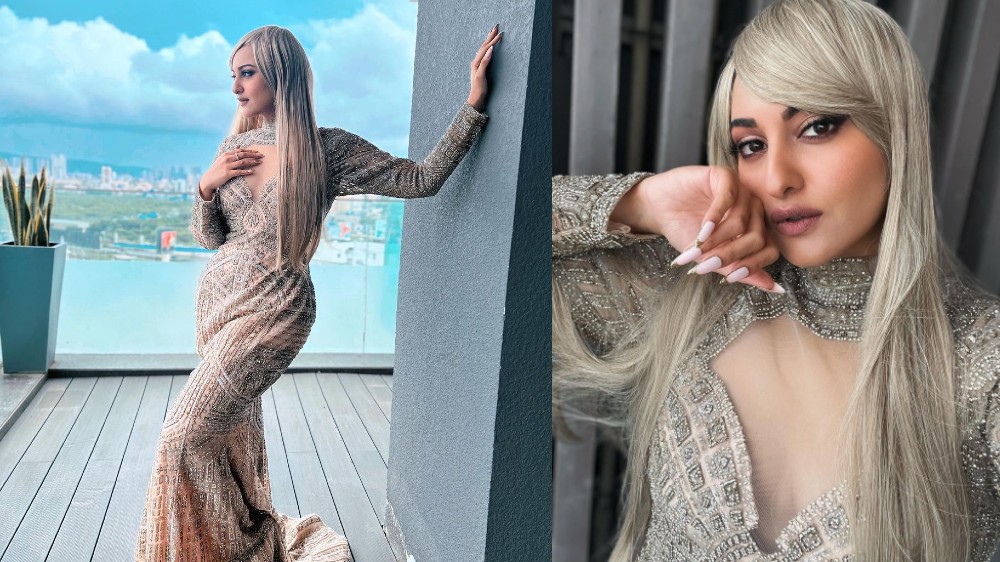 Actress Sonakshi Sinha flaunts her new blonde hairstyle