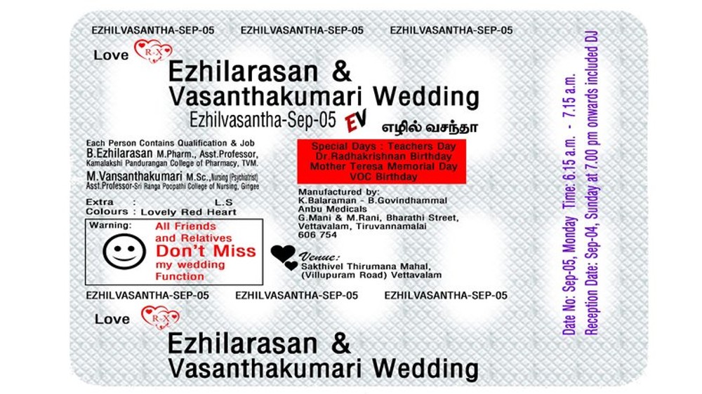Tamil couples tablet strip themed wedding invite goes viral Tamil couples tablet strip themed wedding invite goes viral