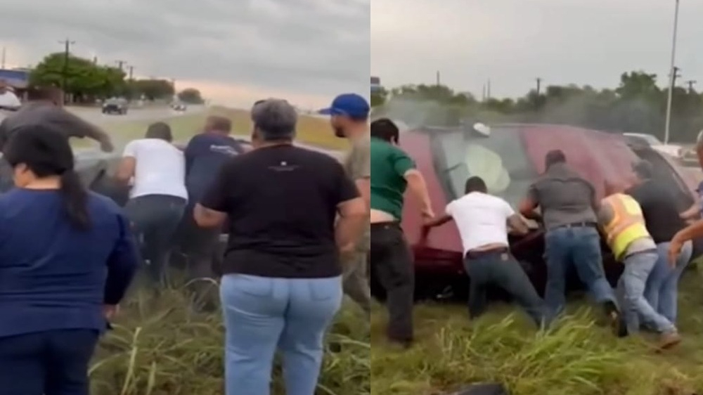 Video of People rescuing driver from car crash goes viral