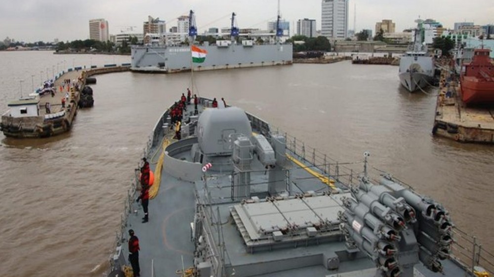 Indian warship INS Tarkash arrives at Nigerias Port Lagos