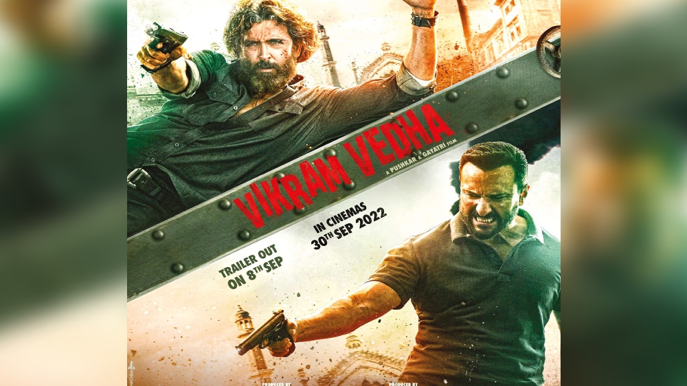 New intriguing poster of  Hrithik-Saif’s Vikram Vedha out