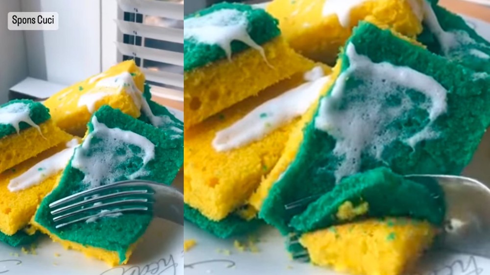 Man cuts ‘edible dishwashing sponges’ in viral video