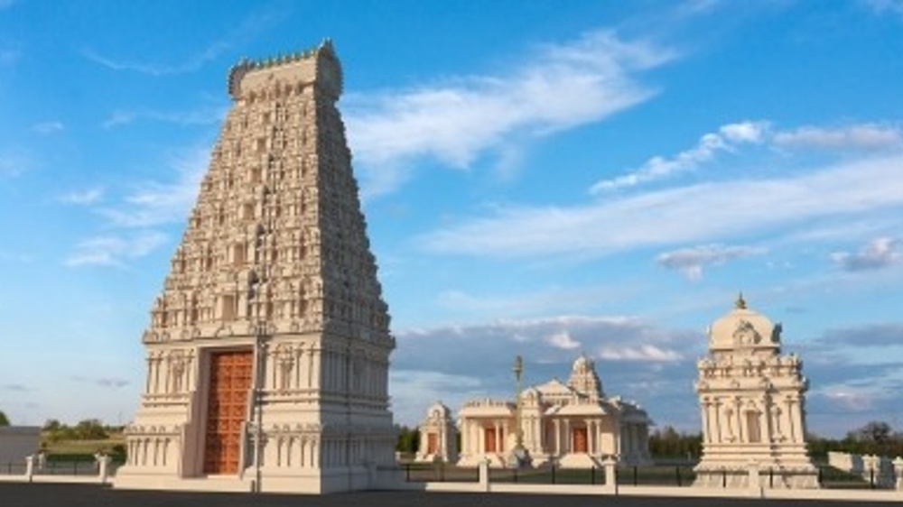 Gateway Tower of largest Hindu temple in North America unveiled