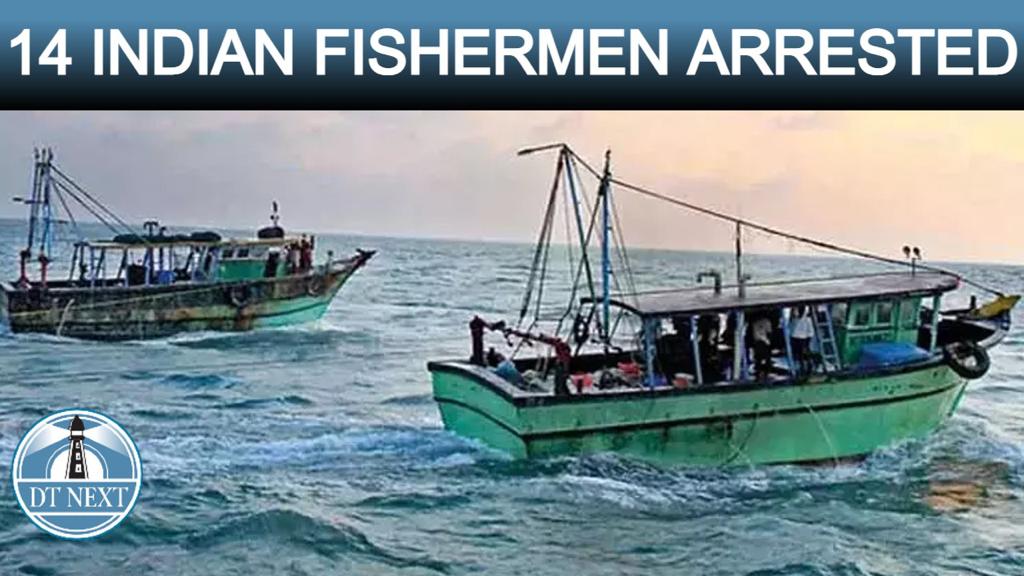 Sri Lanka Navy arrests 14 Indian fishermen Sri Lanka Navy arrests 14 Indian fishermen