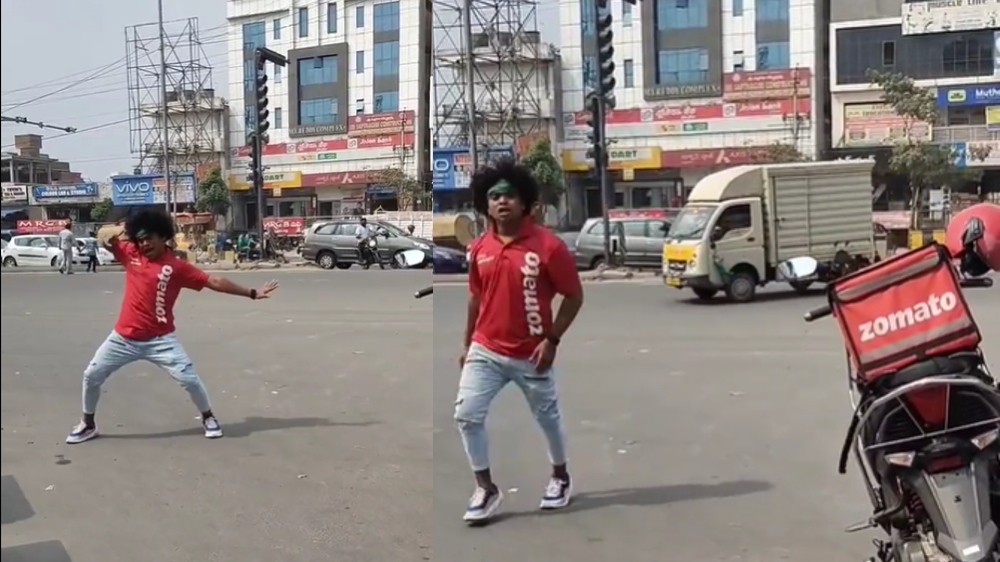 Viral video: Delivery agent breaks in to dance on road Viral video: Delivery agent breaks in to dance on road