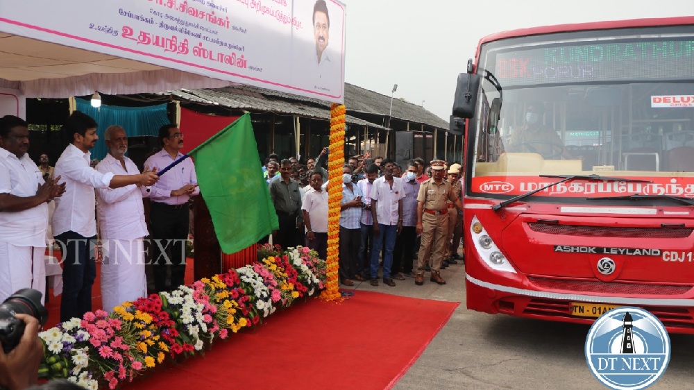 Udhayanidhi launches bus stop announcement system on MTC buses
